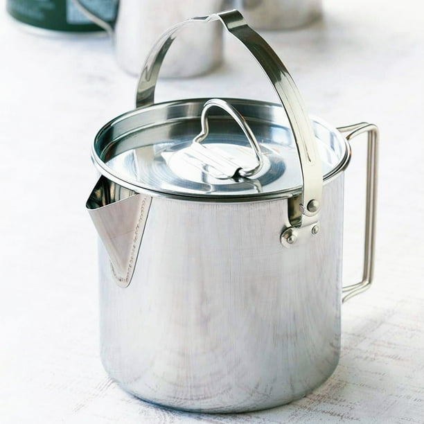 1.2L Camping Pot Teakettle Lightweight Compact Coffee Pot Teapot for Outdoor Hiking Backpacking Picnic Camping Kettle Stainless Steel Outdoor Cooking Kettle 1.2L